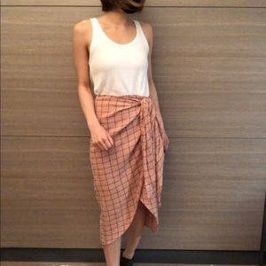 Zara summer pink and white dress with wrapped waist.  Size small.